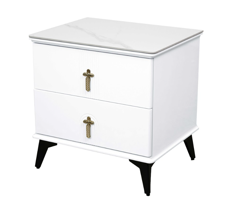 商羽白色岩板床頭櫃